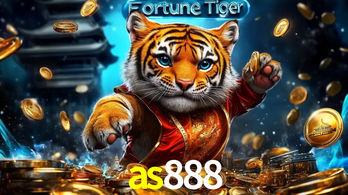 Imagem promocional do jogo de slot Fortune Tiger, com um tigre majestoso em traje tradicional cercado por uma fortuna em moedas de ouro, disponível agora no cassino as888.