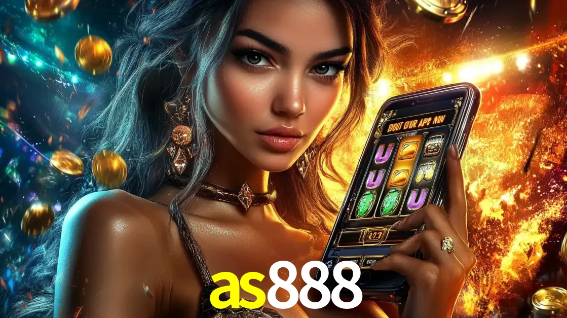 Mulher elegante mostrando um jogo de caça-níqueis em seu smartphone, destacando a experiência de cassino móvel oferecida pelo aplicativo as888.